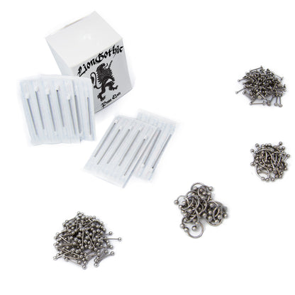 Surgical Steel Liongothic 16 Gauge Piercing Kit - 400 Pack