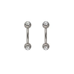 Surgical Steel 16 Gauge Curved Eyebrow Barbells with Clear CZ - Pair