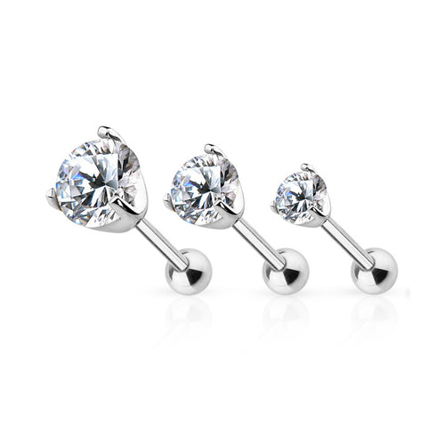 14 Karat Solid Gold Cartilage / Tragus Barbell 16 Gauge 6 mm & CZ Top - Kruelty - Photo 2