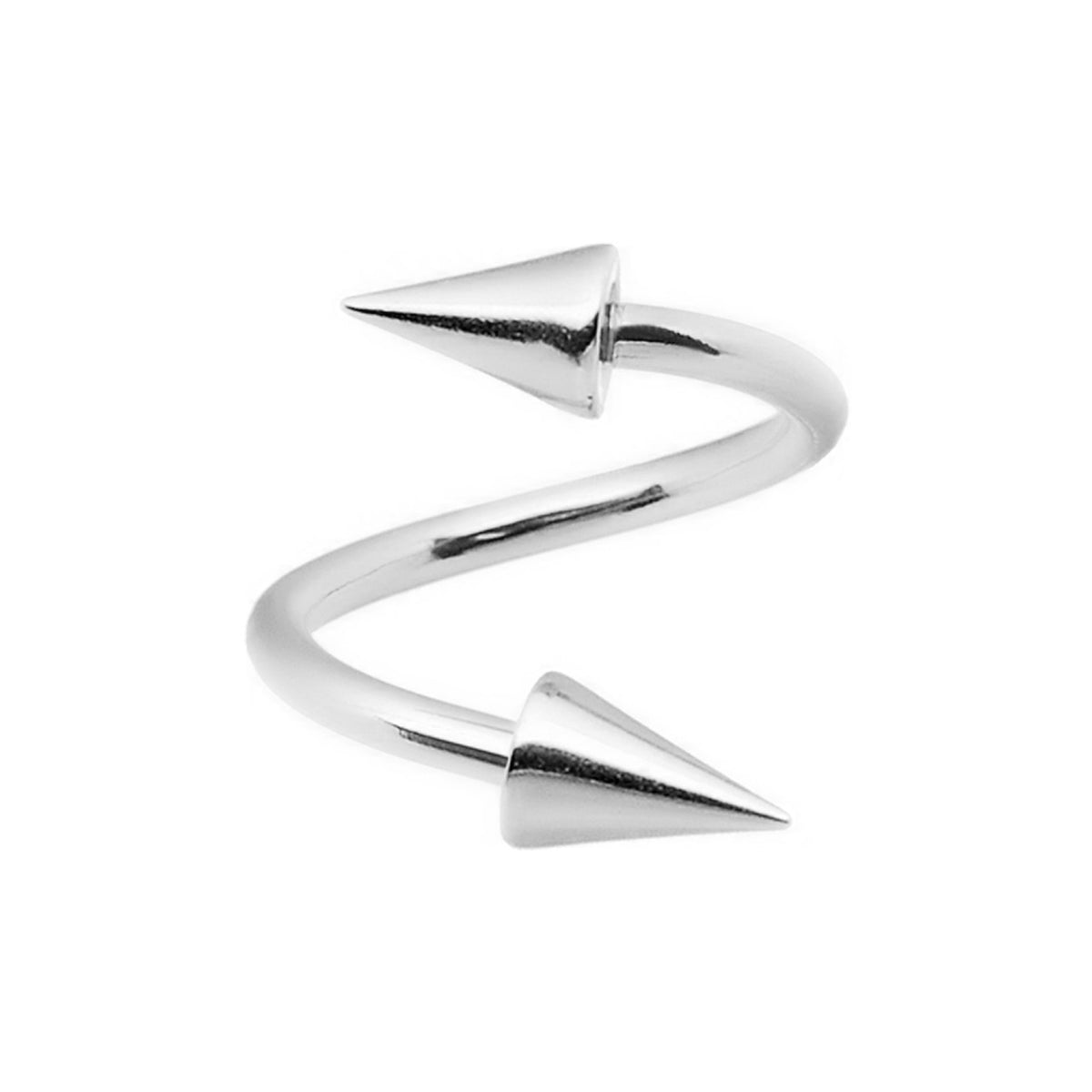 Surgical Steel Spiral Barbell Ring 16 Gauge 10 mm & Single Twist Spike - Kruelty