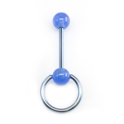 Titanium Door Knocker Tongue Barbell 14 Gauge Glow Balls - 4 Colors