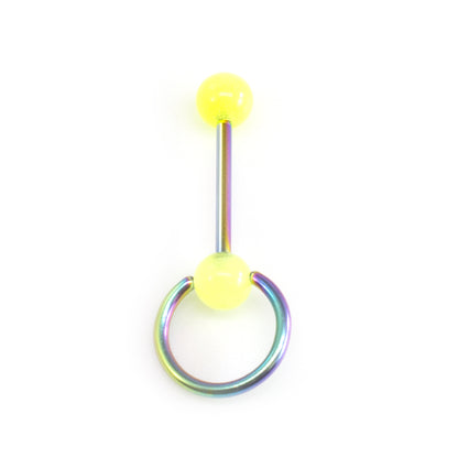 Titanium Door Knocker Tongue Barbell 14 Gauge Glow Balls - 4 Colors - photo 2