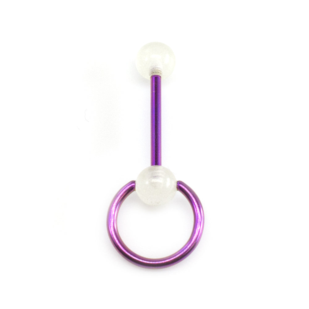 Titanium Door Knocker Tongue Barbell 14 Gauge Glow Balls - 4 Colors - photo 3