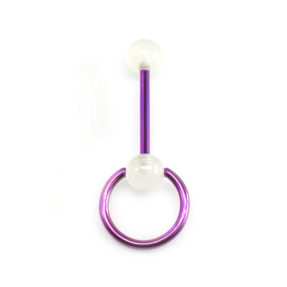 Titanium Door Knocker Tongue Barbell 14 Gauge Glow Balls - 4 Colors - photo 3