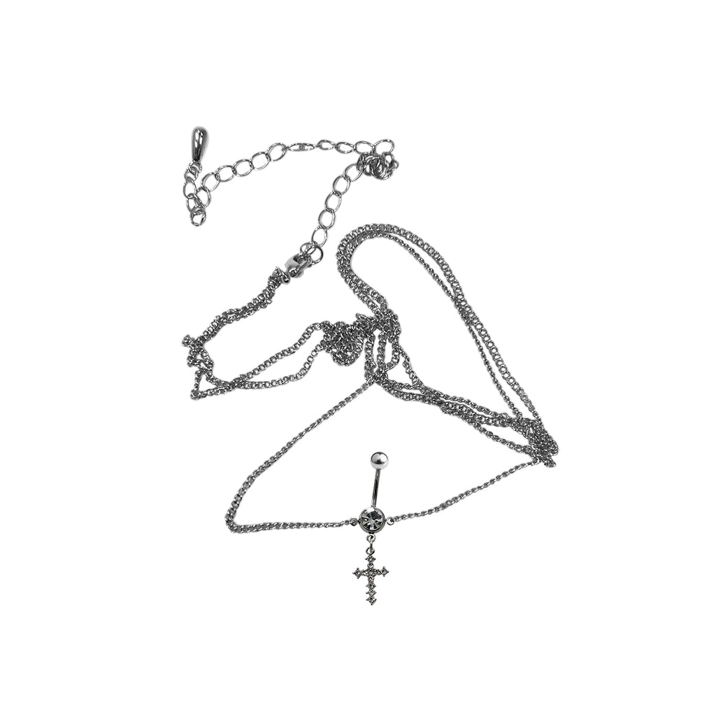 Surgical Steel Small CZ Belly Chain Belly Button Ring