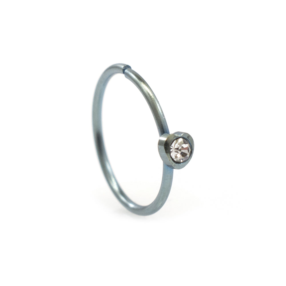 Anodized Titanium 20 Gauge Bendable Nose Ring with CZ Heart - photo 2