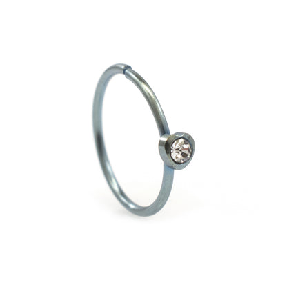 Anodized Titanium 20 Gauge Bendable Nose Ring with CZ Heart - photo 2
