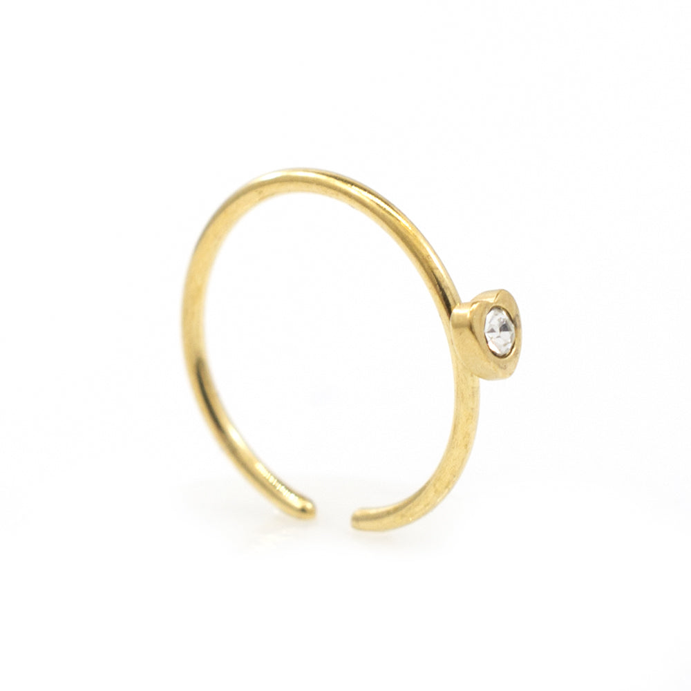 Anodized Titanium 20 Gauge Bendable Nose Ring with CZ Heart - photo 5