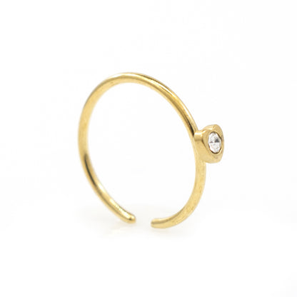 Anodized Titanium 20 Gauge Bendable Nose Ring with CZ Heart - photo 5