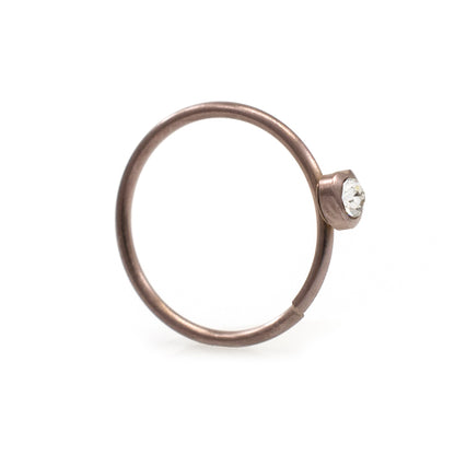 Anodized Titanium 20 Gauge Bendable Nose Ring with CZ Heart - photo 6