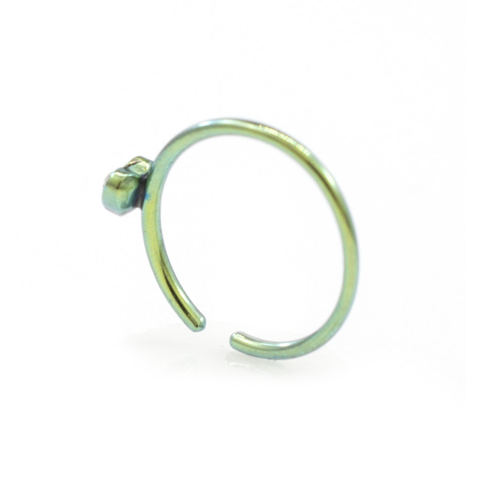 Anodized Titanium 20 Gauge Bendable Nose Ring with CZ Heart - photo 7
