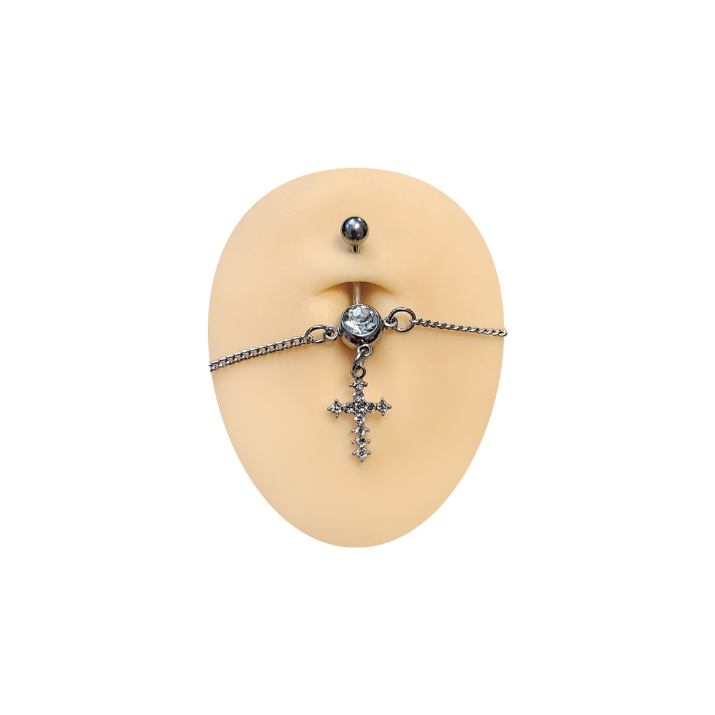 Surgical Steel Small CZ Belly Chain Belly Button Ring