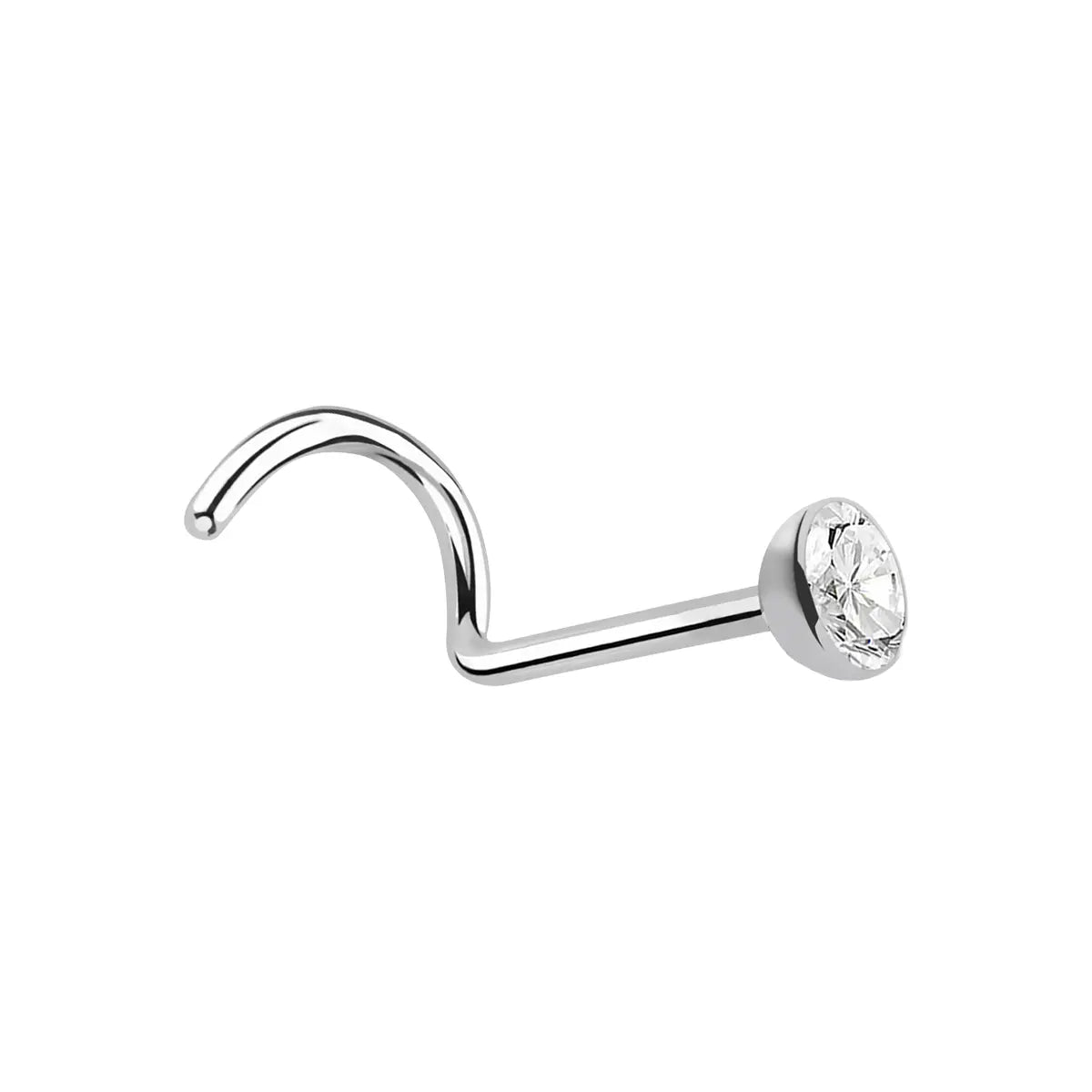 Titanium Corkscrew Nose Ring 18 & 20 Gauge 6mm with CZ - photo 9