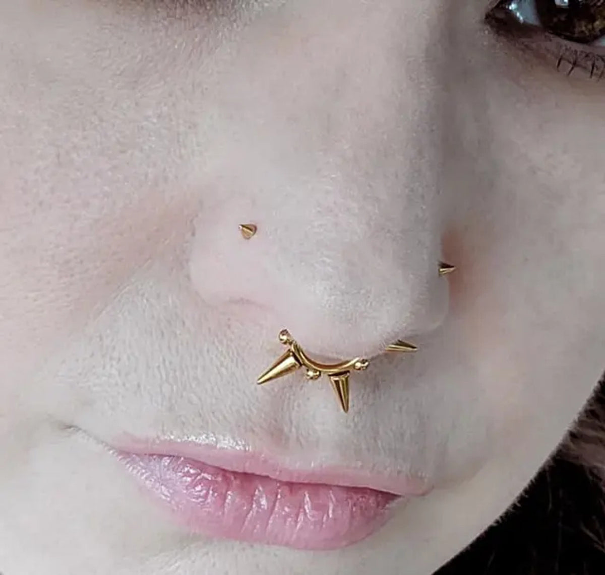 Titanium Nose Ring Screw Stud 20 & 18 Gauge 1/4" 6 mm Spike End - Kruelty - Photo 2