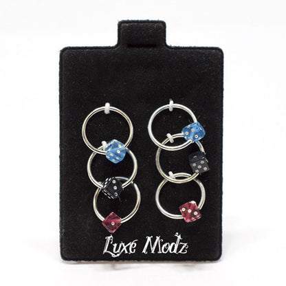 Surgical Steel 18 Gauge Captive Bead Ring with Acrylic Dice - 6 Pack - photo 2
