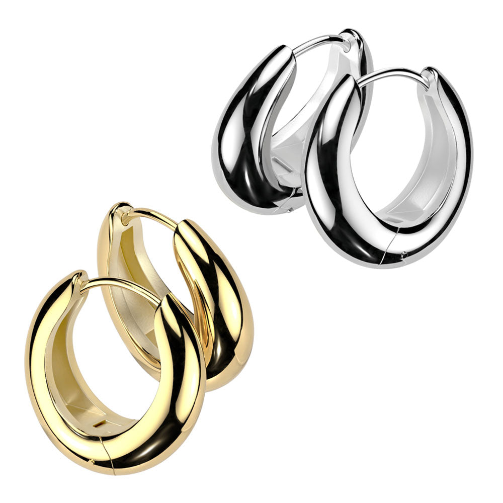 Surgical Steel Wide Chunky Huggie Hoops 18 Gauge 12mm - Pair