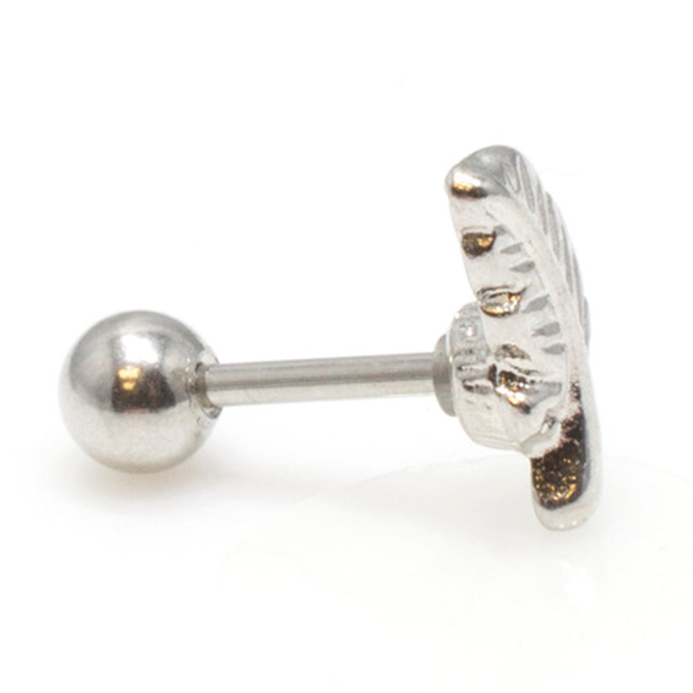 Surgical Steel 18 Gauge Cartilage Barbell with Feather Top - photo 3