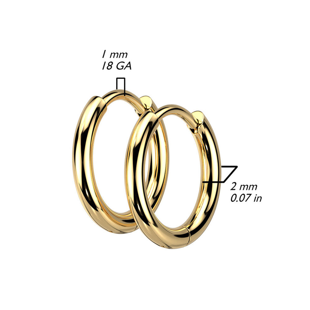 Surgical Steel 18 Gauge Hinged Clicker Huggie Hoop Earrings