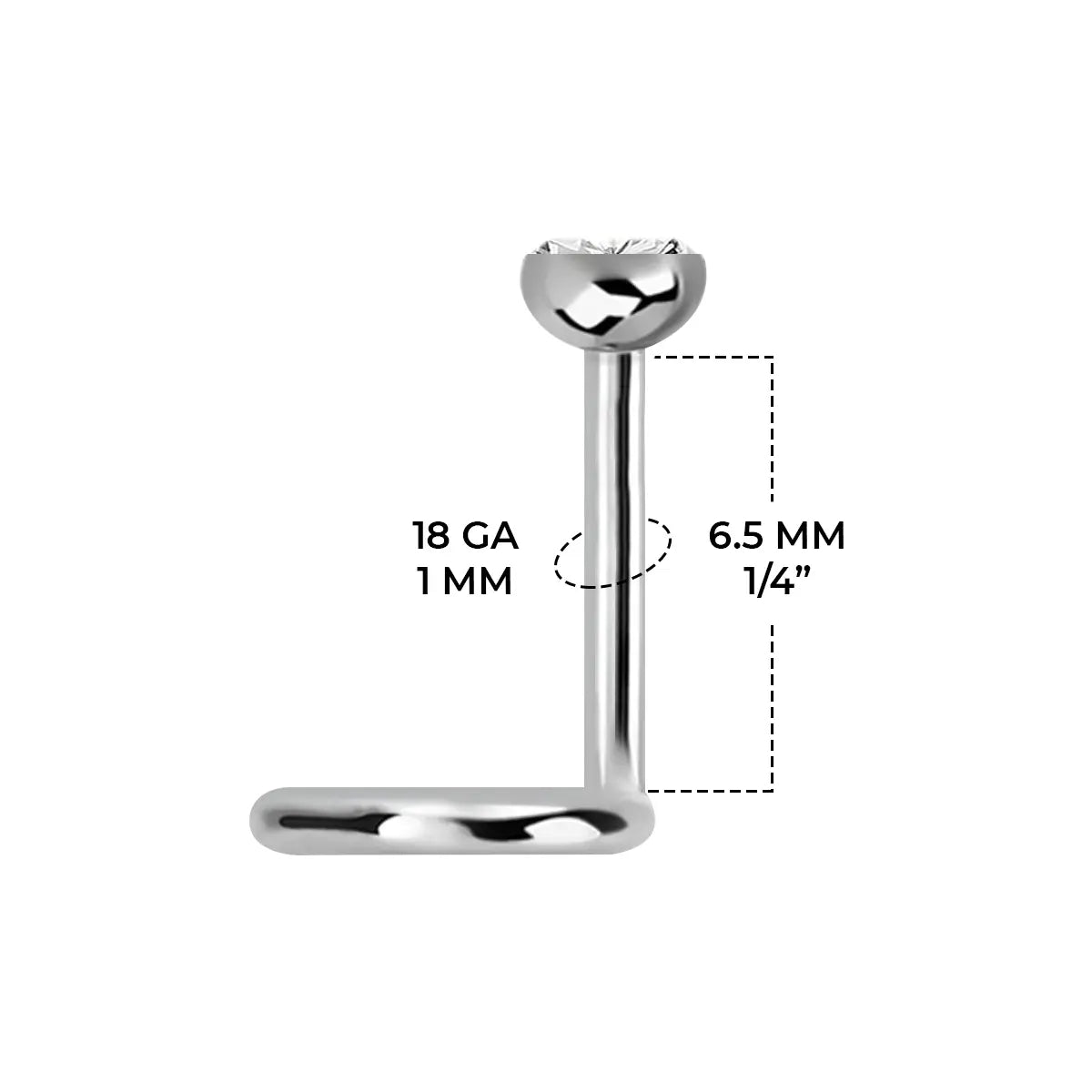 Titanium Corkscrew Nose Ring 18 & 20 Gauge 6mm with CZ - photo 3