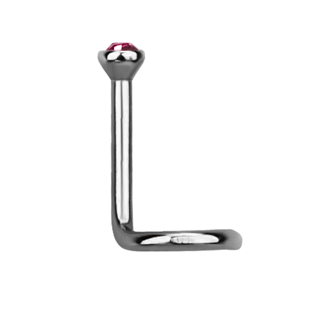 Titanium 18 Gauge Sterilized CZ Corkscrew Nose Stud - photo 2