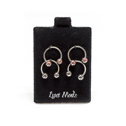 Surgical Steel 18 Gauge Horseshoe Barbell with Stripe Balls - 4 Pack - photo 2