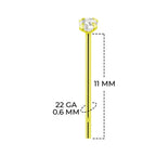 18K Solid Gold 22 Gauge Prong CZ Fishtail Nose Stud