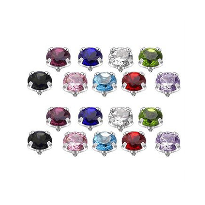Surgical Steel Colored CZ Dermal Tops 3mm to 5mm - 18 Pack