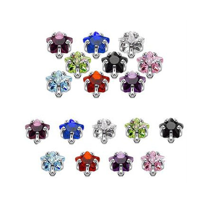 Surgical Steel Dermal Tops 3mm & 4mm with Prong Set Star Gem - 18 Pack - photo 2