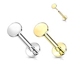 14 Karat Solid Gold Labret / Monroe Stud 18 & 16 Gauge Flat Round Top - Kruelty
