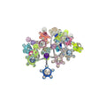 Surgical Steel & Acrylic 14G Flower CZ Belly Navel Rings - 6 Pack