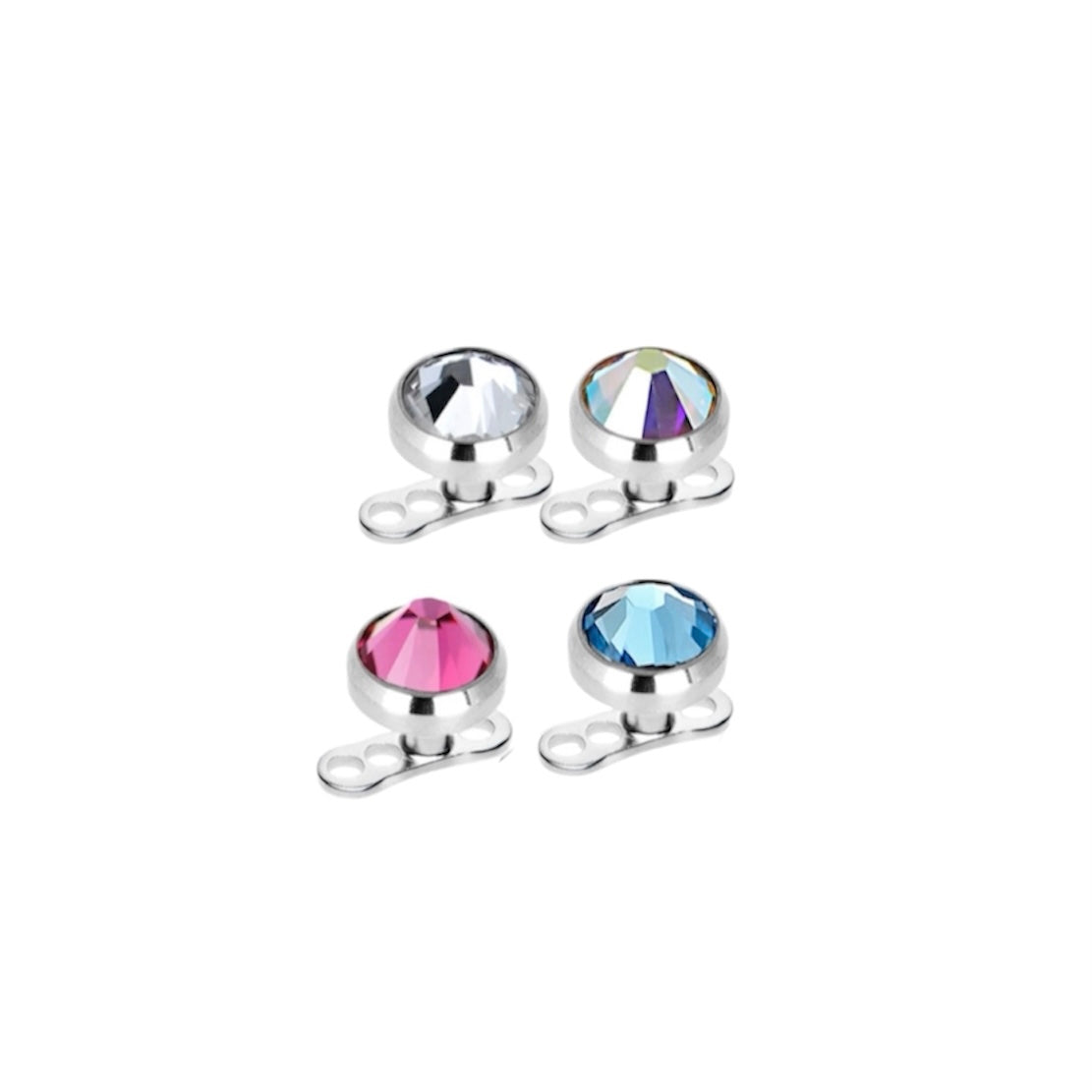 Surgical Steel 14 Gauge Dermal Anchor Tops Bezel Base with CZ - 4 Pack - photo 3