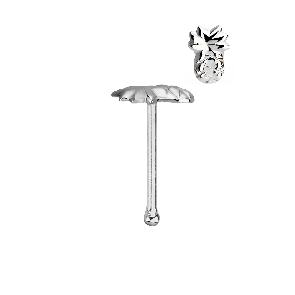 .925 Sterling Silver 22 Gauge Pineapple Nose Bone Stud