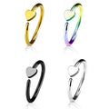 Anodized Surgical Steel 20 Gauge Heart Charm Nose Hoops - 4 Pack