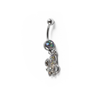 Surgical Steel Fleur De Lis CZ Dangle Belly Button Ring