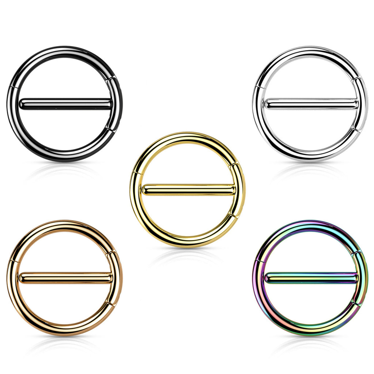 Surgical Steel Nipple Ring Hoop 14 Gauge with Dual Hinge - Pair - Kruelty