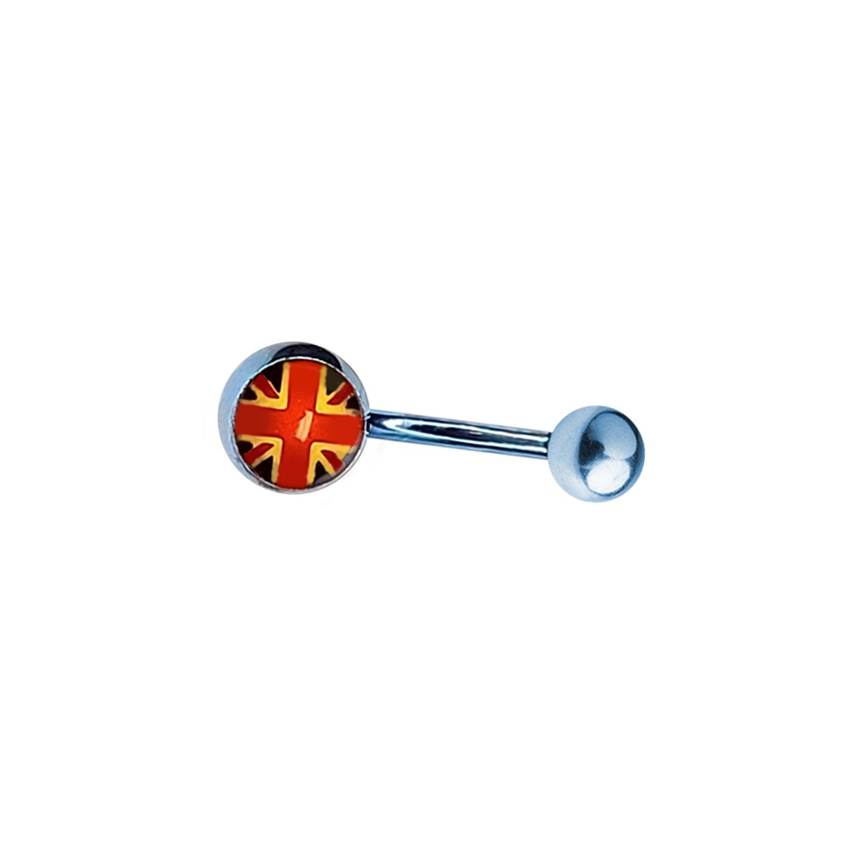 Titanium 14 Gauge Belly Ring with Blue British Flag Logo - photo 2