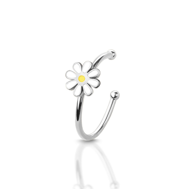 Surgical Steel 20 Gauge Nose Hoop with Dainty Daisy - photo 2