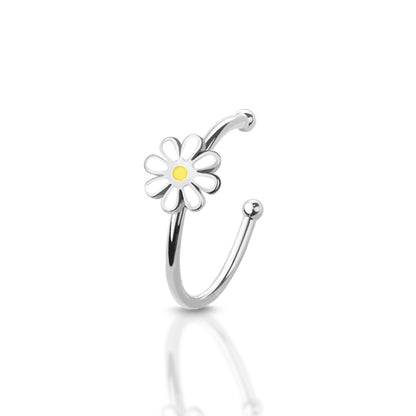 Surgical Steel 20 Gauge Nose Hoop with Dainty Daisy - photo 2