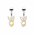 Surgical Steel Playboy Bunny Belly Button Ring with Clear Gems