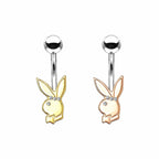 Surgical Steel Playboy Bunny Belly Button Ring with Clear Gems