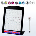 .925 Sterling Silver 22G Nose Bone Studs Assorted Display - 120 Pack
