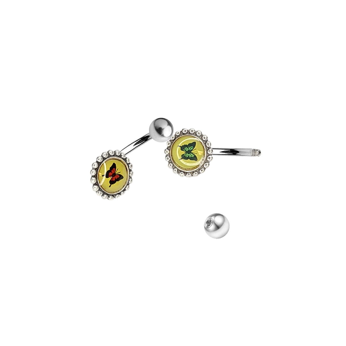 Titanium 14 Gauge Belly Ring with Butterfly Flower Logo