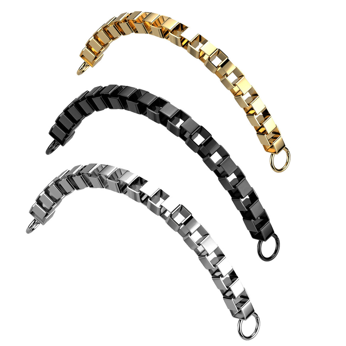 Surgical Steel Nose & Ear Link Bridge Connector Box Chain - Kruelty
