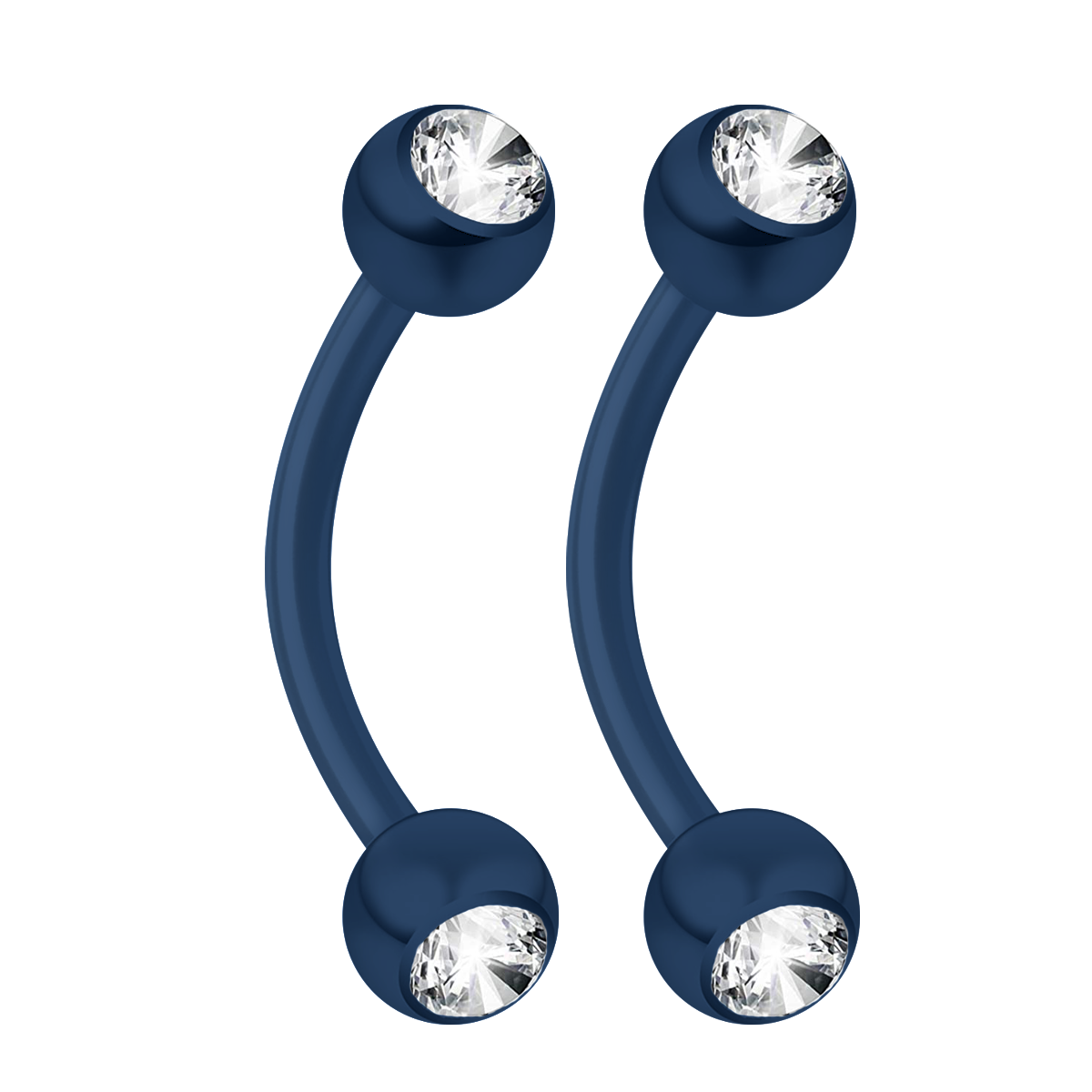 Surgical Steel 16 Gauge Curved Barbell with Blue Crystal - Pair