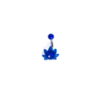 Surgical Steel Blue CZ Pot Leaf Curved Barbell