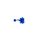 Surgical Steel Blue CZ Pot Leaf Curved Barbell