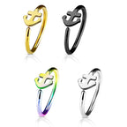 Anodized Surgical Steel 20 Gauge Anchor Charm Nose Hoops - 4 Pack