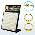 18K Gold Plated .925 Sterling Silver 22G Nose Hoops Display - 96 Pack