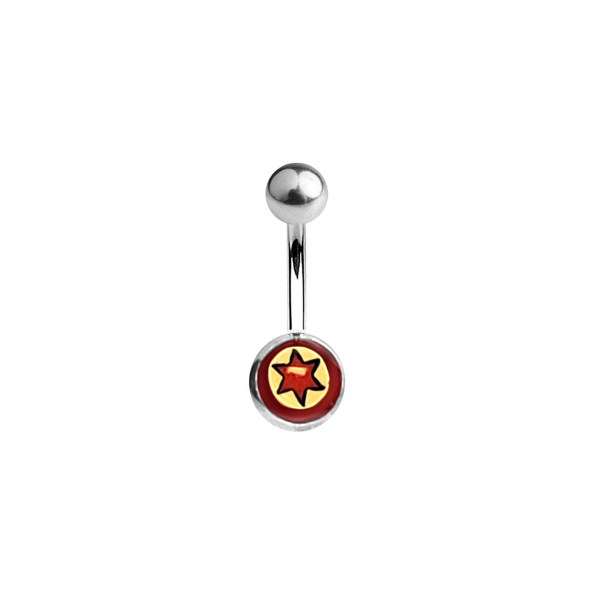 Titanium 14 Gauge Belly Ring with Red Star Logo