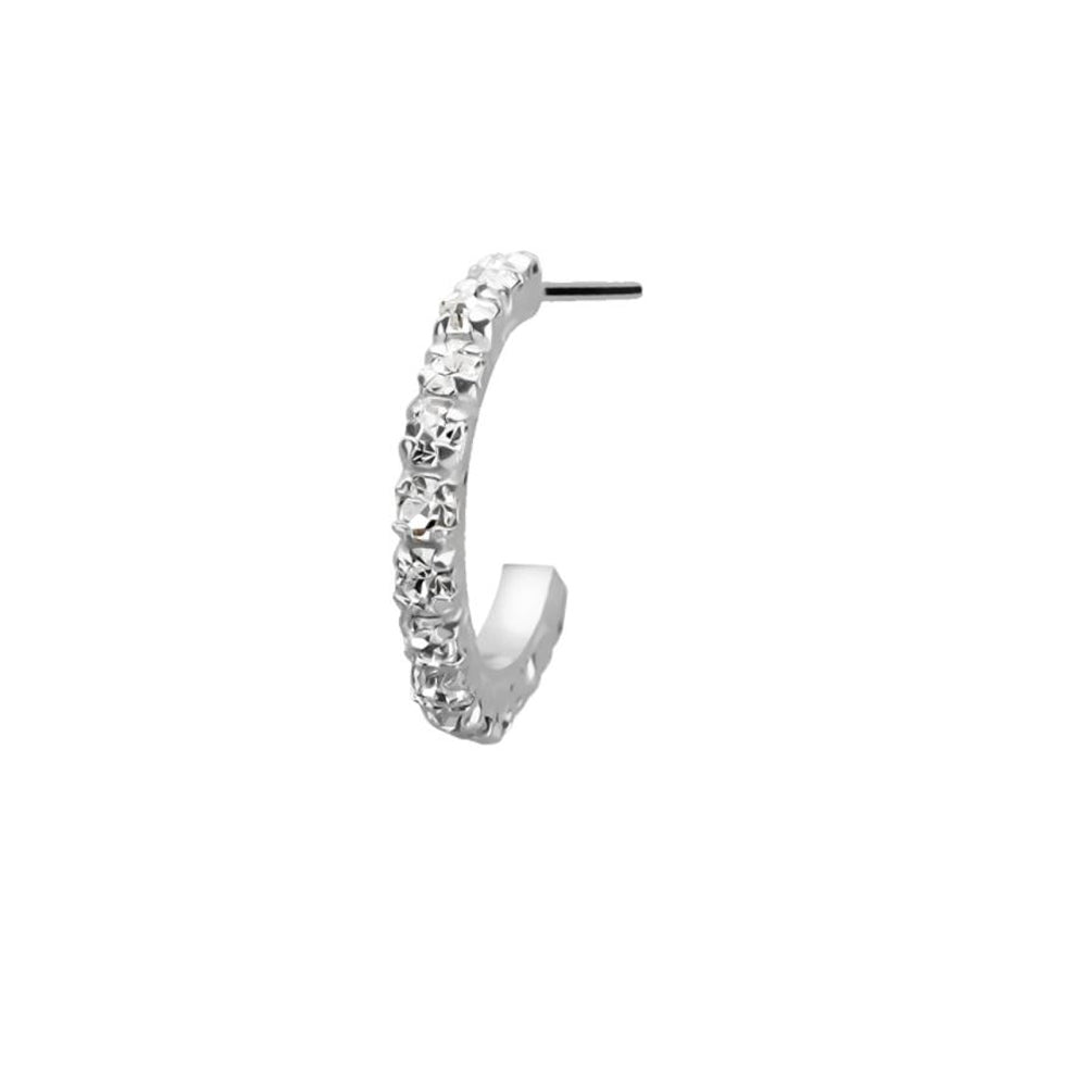 .925 Sterling Silver 22 Gauge Self Bending Clear Gem Nose Hoop